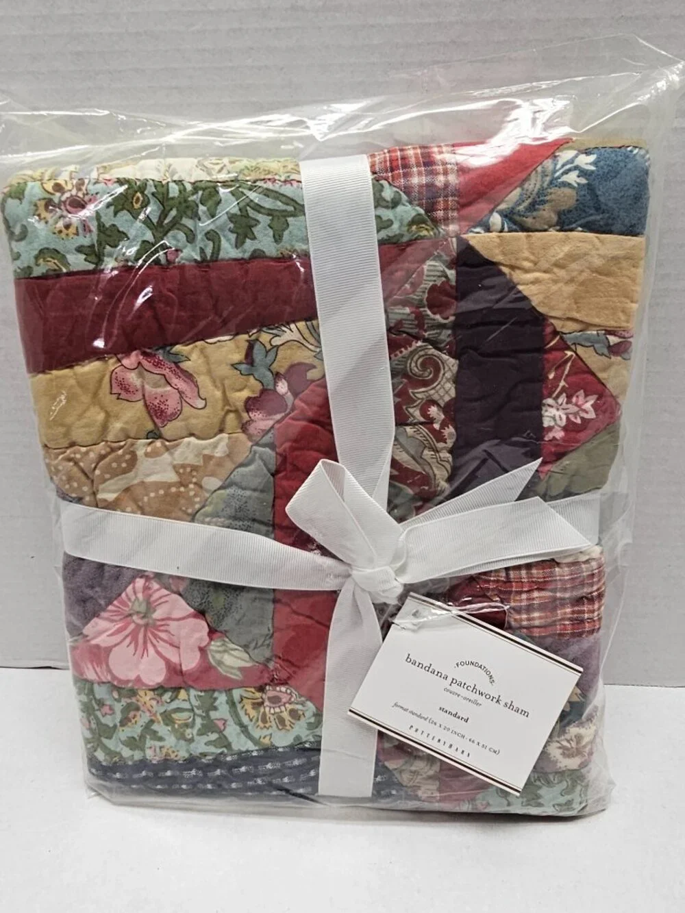 1 NEW Pottery Barn Bandana Patchwork Standard Sham Pillow Cover Quilt 1291152